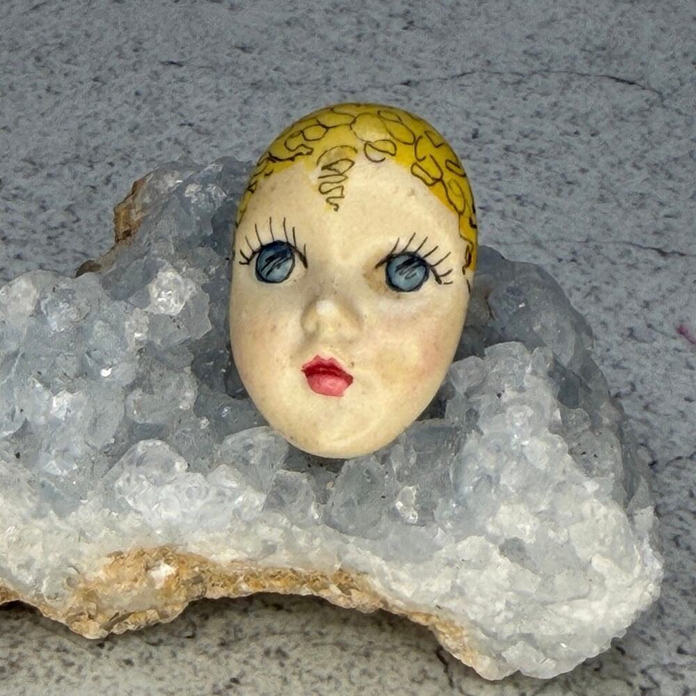 Vintage Porcelain Doll Face Pin